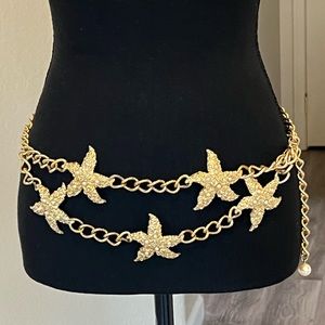 Vintage ACCESSOCRAFT NYC starfish gold chain belt.